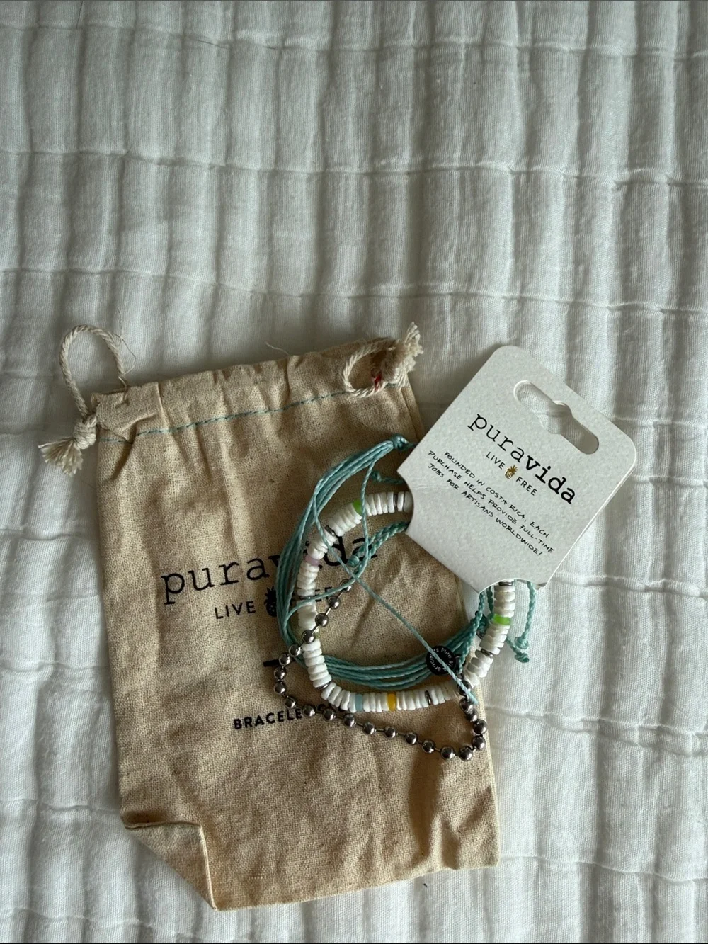 Pura Vida Aqua, White & Silver Mixed Bracelet Set